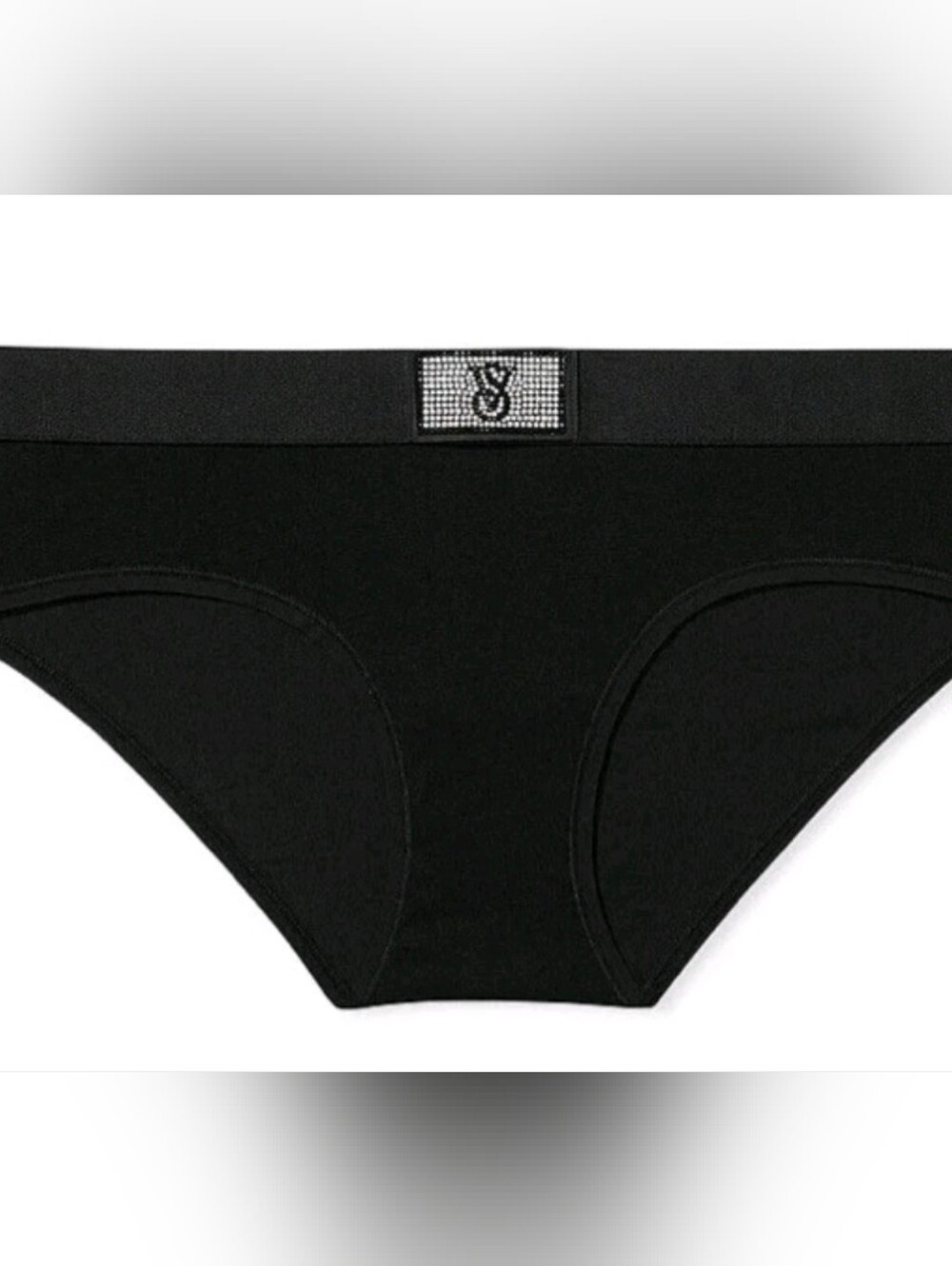 VICTORIA'S SECRET SHINE RHINESTONE PATCH COTTON MODAL BLEND BLACK HIPHUGGER Smal
